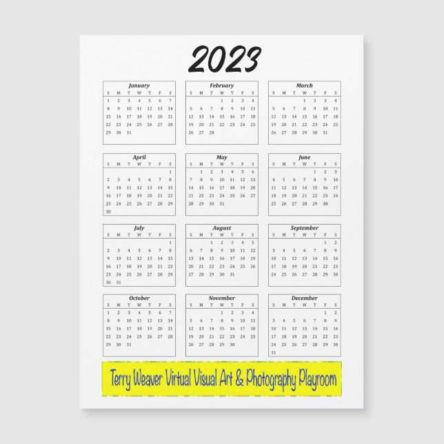 Basic 2023 Monthly Calendar with Horizontal Logo (Front)