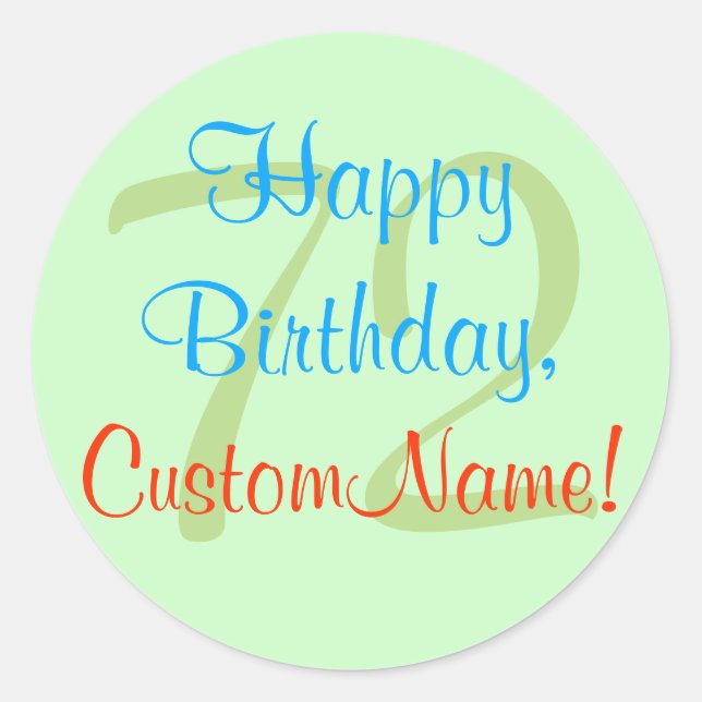 Basic 72nd Birthday Sticker (Front)