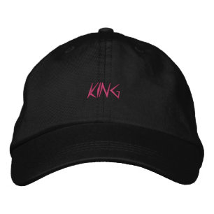 Basic Adjustable King Text-Hat Black Colour Embroidered Hat