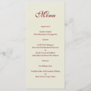 Basic and Elegant beige and burgundy Menu