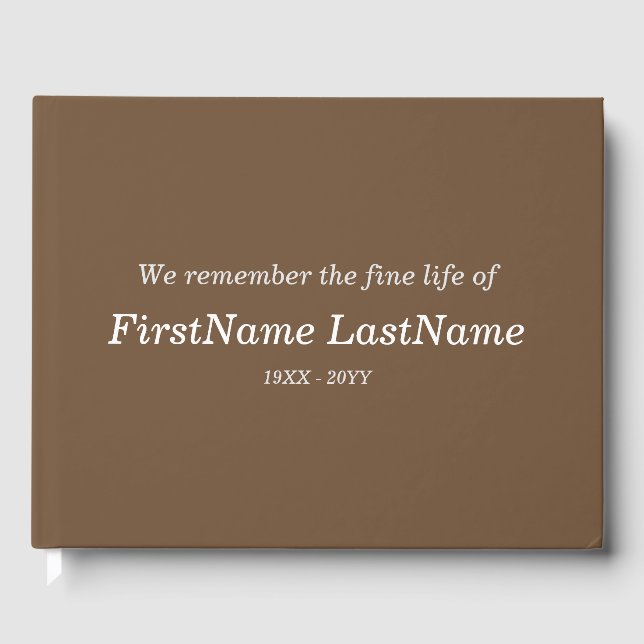 Basic and Respectable Condolences Guestbook (Front)
