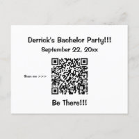 Basic Bachelor Party Invitation with QR Code Info