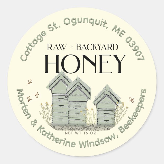 Basic Beekeeper's Backyard Hives Label (Front)