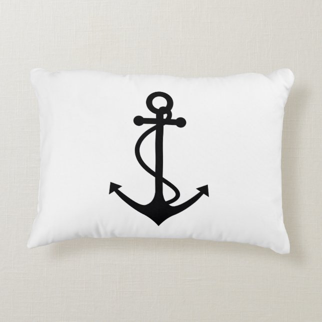 Basic Black Anchor Decorative Cushion (Back)
