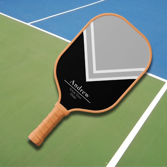 Basic Black and White Monogram Monogrammed Pickleball Paddle (Creator Uploaded)