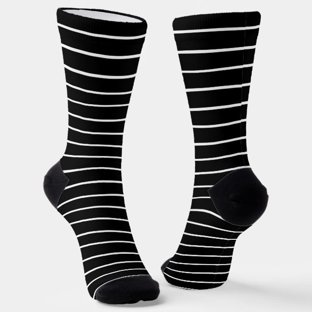 Basic Black And White Striped Socks (Angled)