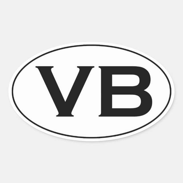 Basic Black and White VB Virginia Beach Oval Logo Sticker (Front)