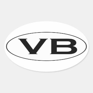 Basic Black and White VB Virginia Beach Oval Logo Sticker