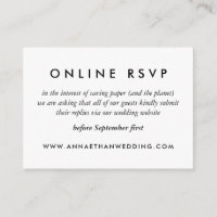 Basic Black and White Wedding Online RSVP Card