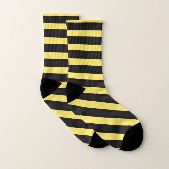 Basic Black and Yellow Bee Colour Stripes Socks (Pair)