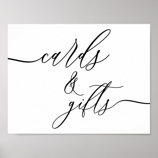 Basic Black Calligraphy Horizontal Cards And Gifts Poster (Front)