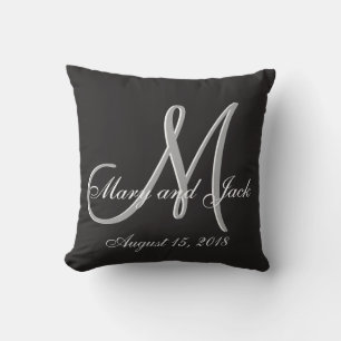 Basic Black Fabulous Wedding Monogram Great Value Cushion