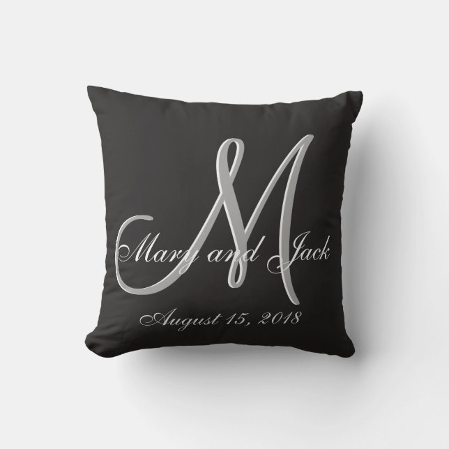Basic Black Fabulous Wedding Monogram Great Value Cushion (Front)