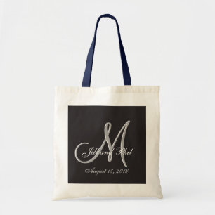 Basic Black Fabulous Wedding Monogram Great Value Tote Bag