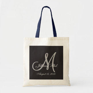 Basic Black Fabulous Wedding Monogram Great Value Tote Bag