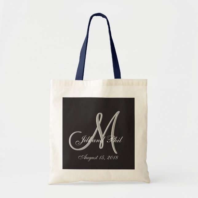 Basic Black Fabulous Wedding Monogram Great Value Tote Bag (Front)