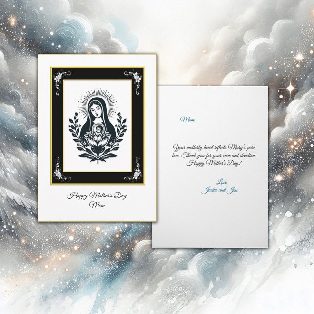 Basic Black Virgin Mary Mother's Day Card (Creator Uploaded)
