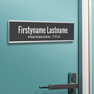 Basic Black White Name and Professional Title Door Sign