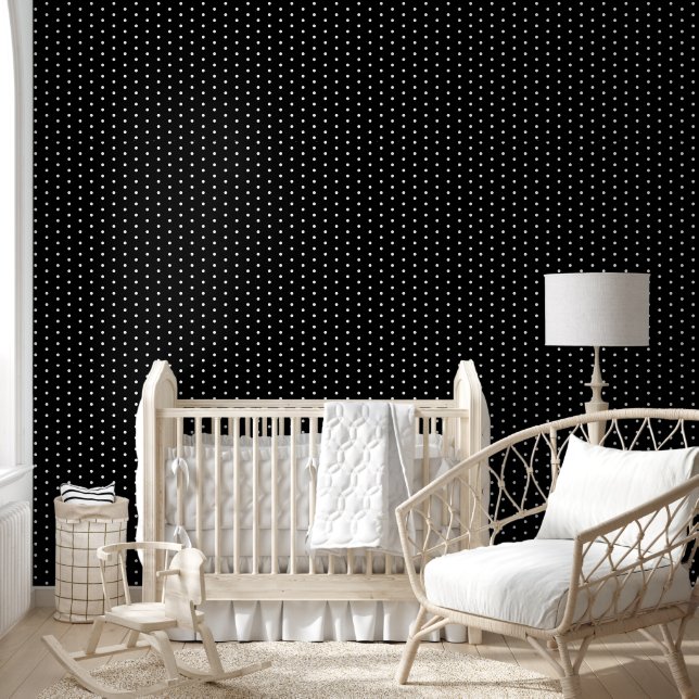Basic Black White Polka Dot spot  Minimal Wallpaper (Kids)