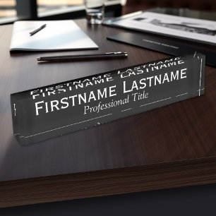 Basic Black with White Name and Professional Title Nameplate