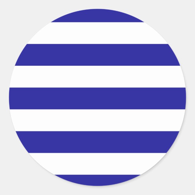 Basic Blue and White Stripes Classic Round Sticker (Front)