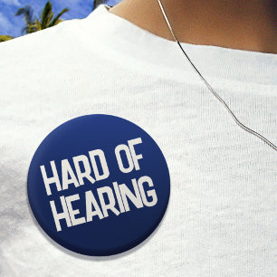 Basic Blue Fun Lettering Hard of Hearing 3 Cm Round Badge