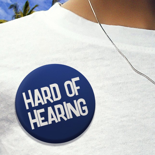 Basic Blue Fun Lettering Hard of Hearing 3 Cm Round Badge (Basic Blue Fun Lettering Hard of Hearing Button)