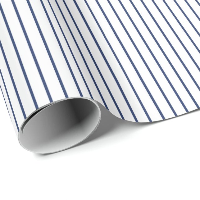 Basic Blue Pinstripe Minimalistic Any Occasion Wrapping Paper (Roll Corner)