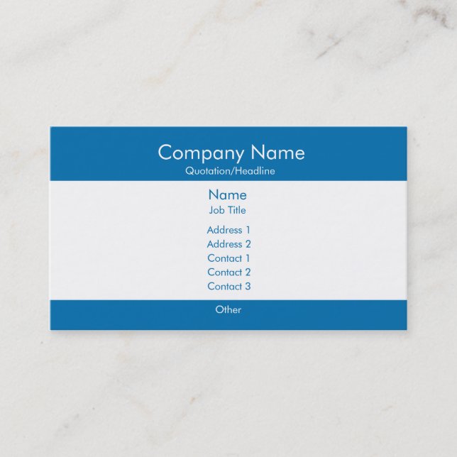 Basic Blue & White Business Card (Front)