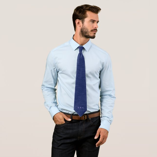 basic blue with periwinkle monogram tie (In Situ)