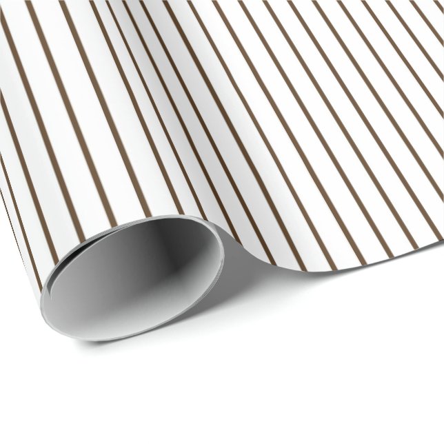 Basic Brown Pinstripe Minimalistic Any Occasion Wrapping Paper (Roll Corner)