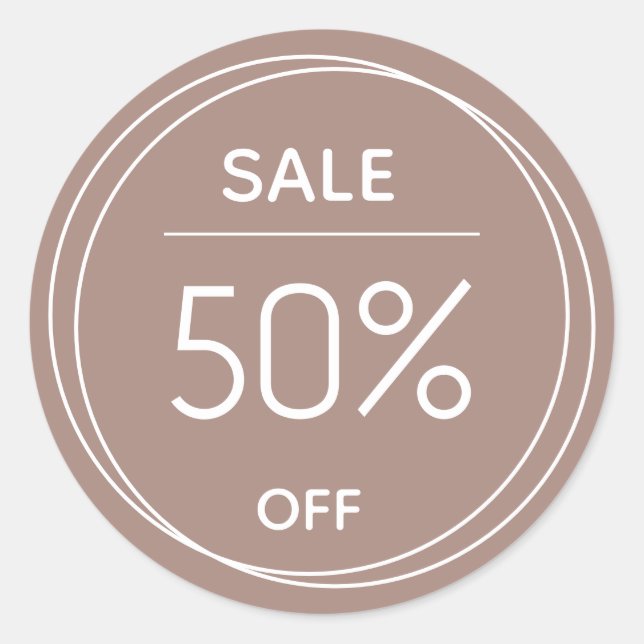 Basic brown store promotion sale sticker (Front)