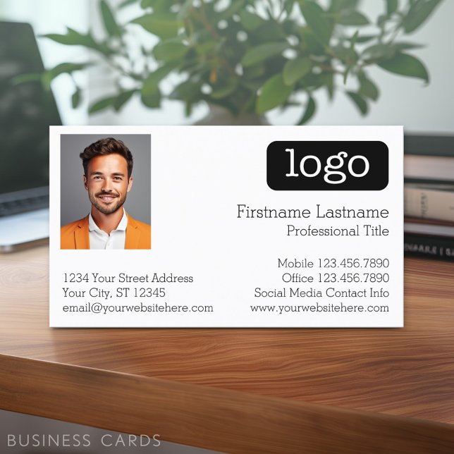 Basic Business Design with Logo and Photo Business Card (Custom Business Card - Online Template Plus Low Quantity Printing)