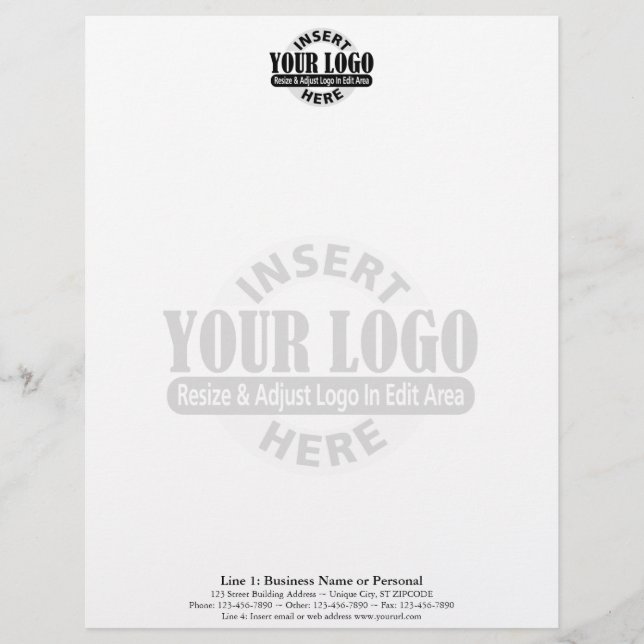 Basic Business Logo Centred with WATERMARK Custom Letterhead (Front)