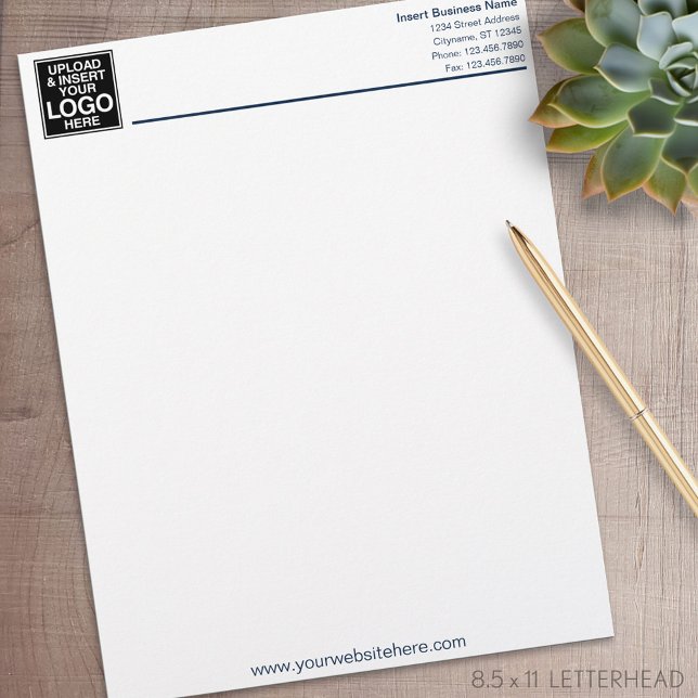 Basic Business Office Letterhead - Navy and White (Personalized Letterhead )