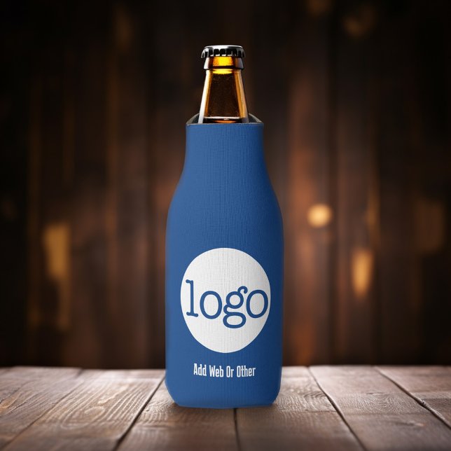 Basic Business or Office Logo Promotional Navy Bottle Cooler (Promotional Product - Add your logo to this upscale bottle cooler)