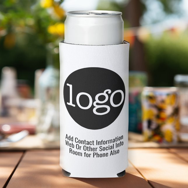 Basic Business or Office Logo Promotional White Seltzer Can Cooler (Add Your Logo to this promotional can cooler - no minimum order required!)