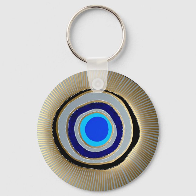Basic Button Key Chain/ Greek Evil Eye Key Ring (Front)