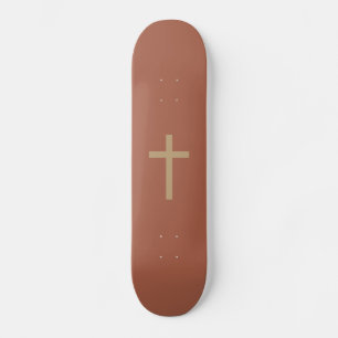 Basic Christian Cross Golden Ratio Rusty Brown Skateboard
