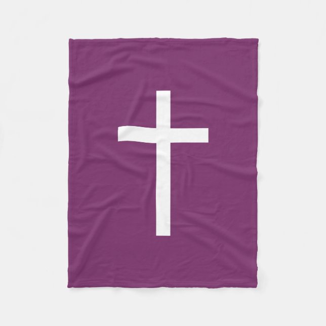 Basic Christian Cross Golden Ratio White Purple Fleece Blanket (Front)