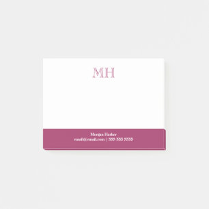 Basic Clean Initials White Fuchsia Post-it Notes