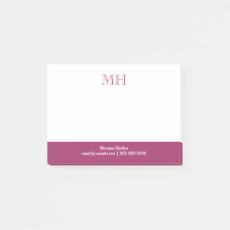 Basic Clean Initials White Fuchsia  Post-it Notes