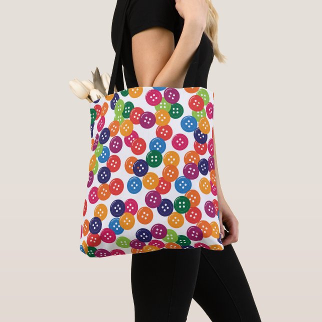 Basic Colour Buttons Tote Bag (Close Up)