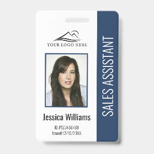 Basic Company Logo Photo Blue Employee Security ID Badge