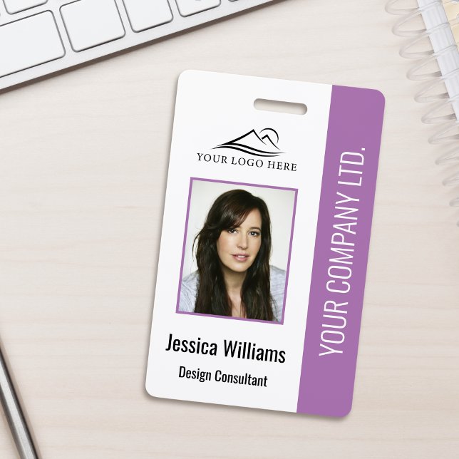 Basic Company Logo Photo Blue Employee Security ID Badge (Creator Uploaded)