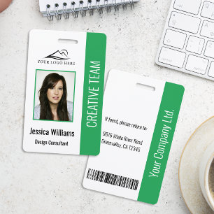 Basic Company Logo Photo Green Employee Security ID Badge