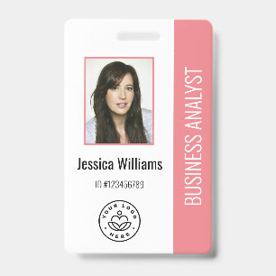 Basic Company Logo Photo Pink Employee ID  Badge