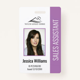 Basic Company Logo Photo Purple Employee Security ID Badge