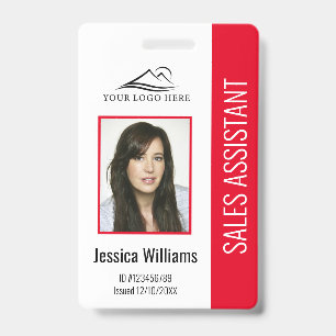 Basic Company Logo Photo Red Employee Security ID Badge