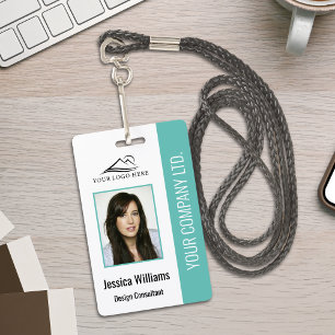Basic Company Logo Photo Teal Employee Security ID Badge